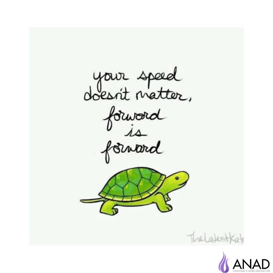 Reminder: forward is forward, progress is progress! Recovery doesn't happen overnight and it is important to let milestones come to you as they do.