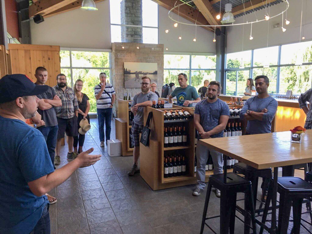 CCOVIBrockU's tweet photo. Our #ciderclass took a field trip to @FieldingCider today to learn about cider making from our alumnus @RichieWine 🍎 thanks for having us! @CiderInstitute #ccovi #cider #ciderinstitute https://t.co/ec5xVFS4Q6