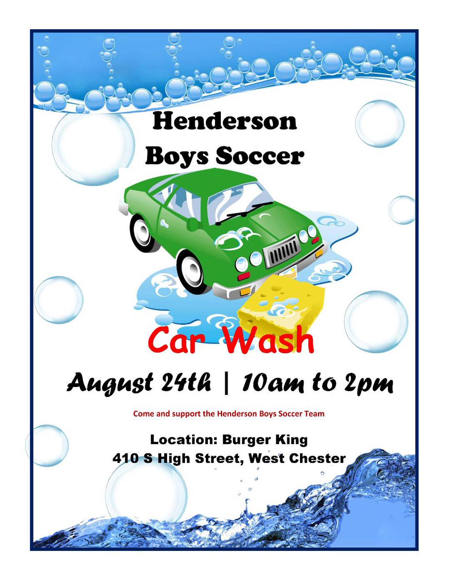Help support Henderson Boys Soccer. Car wash this weekend.