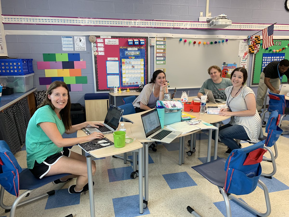 DDubritton's tweet photo. A little pre-planning with the 2nd Grade Team before school starts @LyonsMill. #TeamSecondGradeLMES https://t.co/99ZvaKEs0F