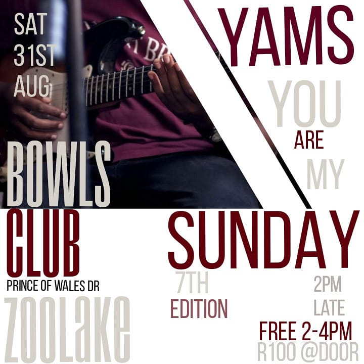 K_theseventhson's tweet photo. We On at the 7th edition of YAMS Zwakala and let's have a good time  @NoSongz_Music @PAPAWOKE
#Yams7thEdition #Yammers #YouAreMySundayZa #Livebands #livemusic #independentartist #southafrica #originalsong #31stAugust  #bowlszoolake  #springtime  #whatsupjhb #GoOoutJhb https://t.co/R5TkJaSPRC