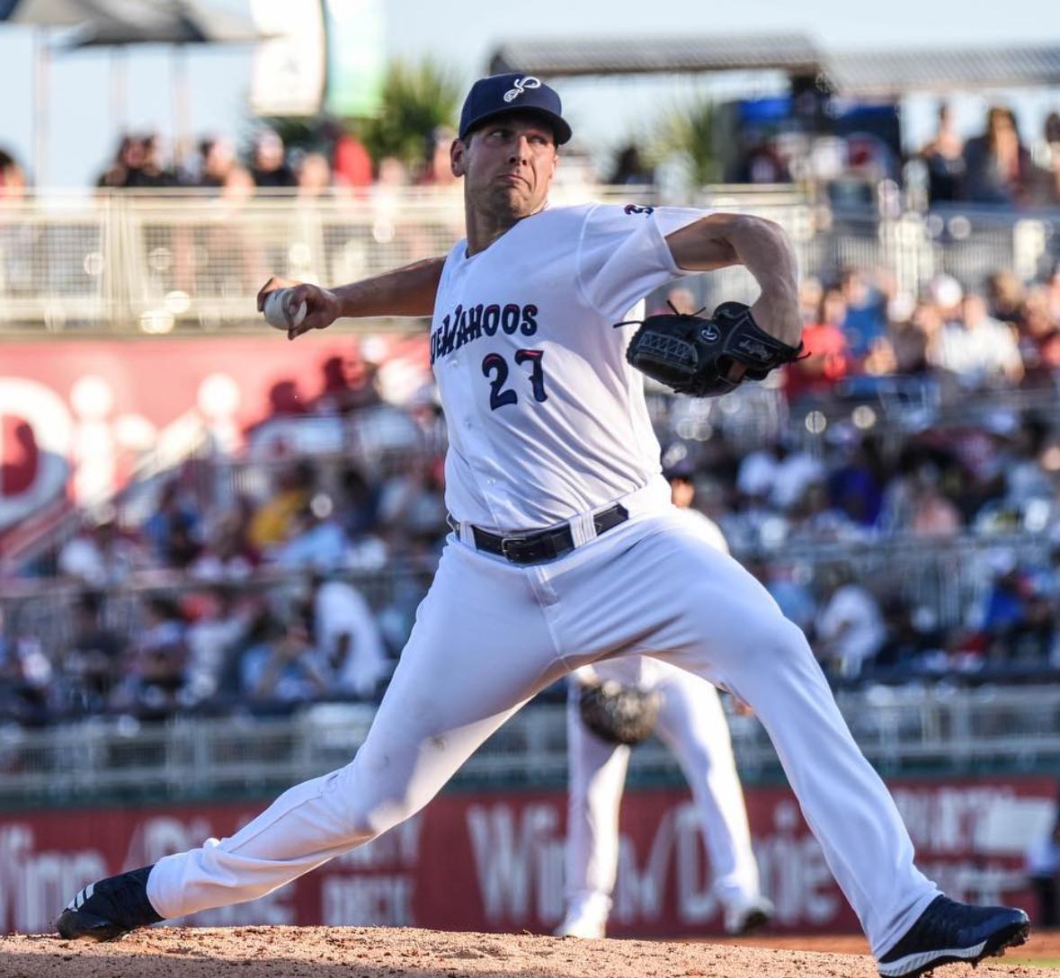 PSISports's tweet photo. RHP @Adam_Bray31 keeps the scoreless streak going with his fourth straight scoreless appearance last night with the Pensacola @BlueWahoosBBall. Adam threw 4 innings, scattered 3 hits and punched out 3! Nicely done Adam! #PSIFamily https://t.co/sCzjFzaVLF