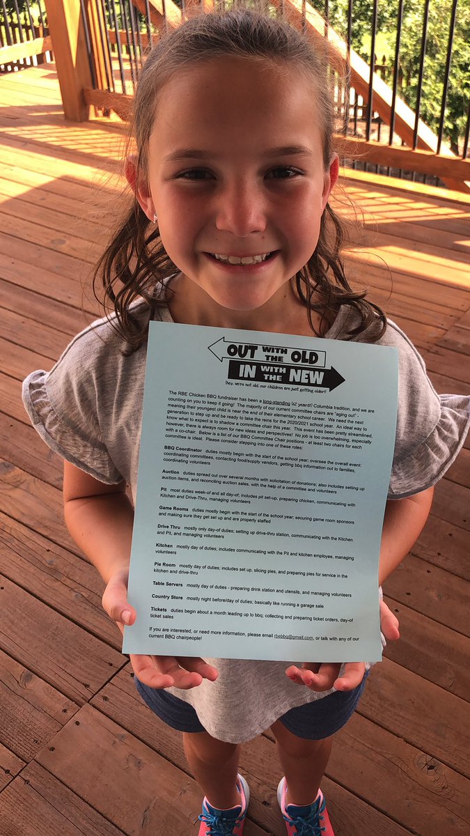 Parents, check your Friday Folders today for this important sheet. We are always excited to have volunteers in many capacities; however, we are specifically seeking those amazing parents interested in diving into the Chicken BBQ as a committee chair in the next year or two.