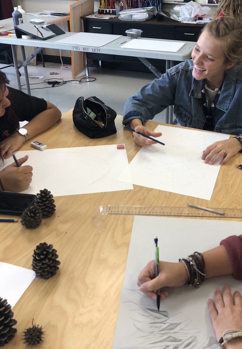 Zapp_Art's tweet photo. Drawing students working on their pinecone still life drawings. Right now they are focusing on adding value to their drawings, an important element of art that will help them develop a strong foundation. #phsfocus2020 #ncisd https://t.co/AzKbA9Dvry