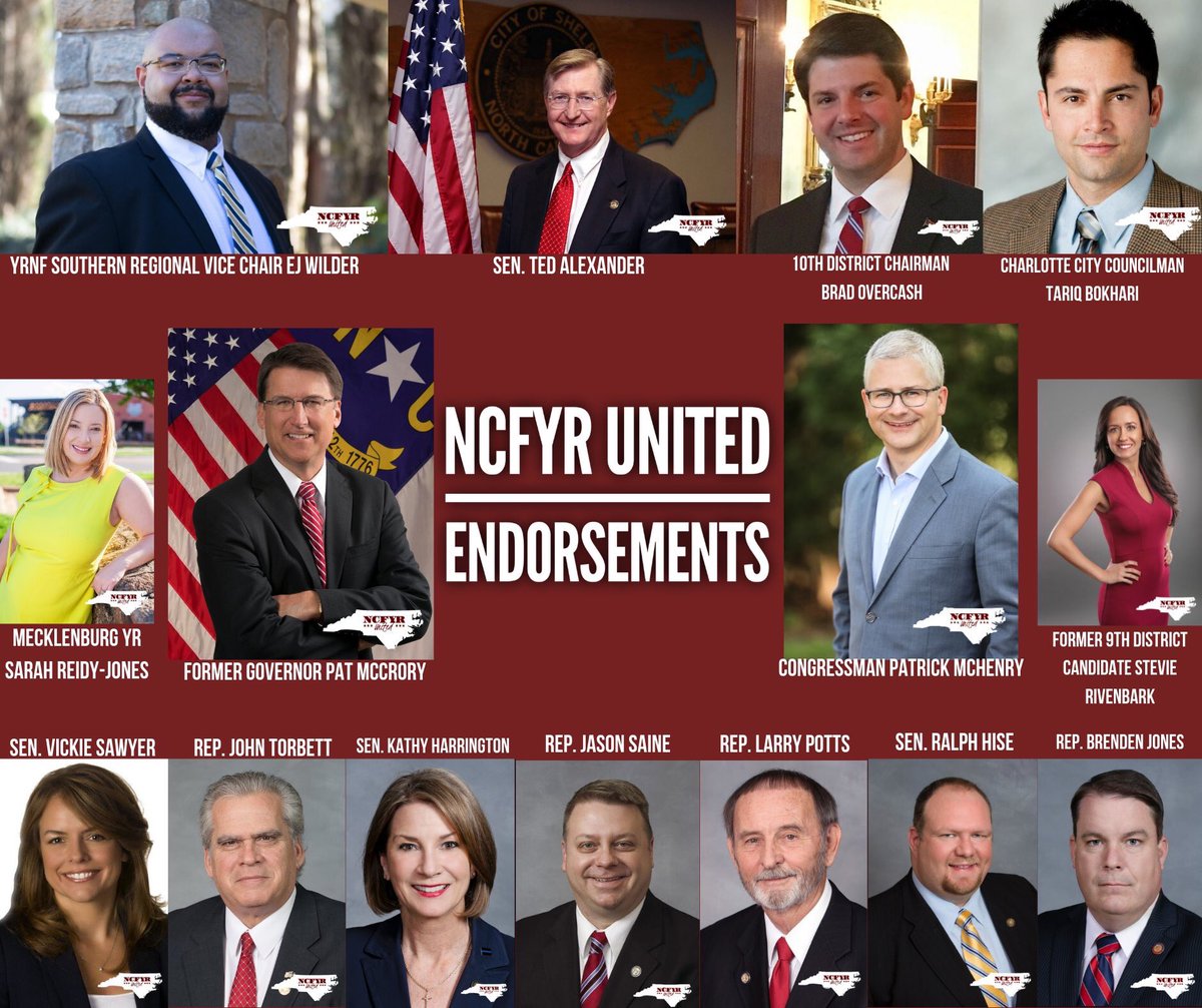 NCFYRUnited's tweet photo. We have spent this past week reflecting on the many endorsements our Team #NCFYRUnited has received over the course of the campaign. We are so appreciative to the many YRs and elected officials who offered their support!
#ncpol #ncgop #NCFYR https://t.co/yhFcR5pFKl
