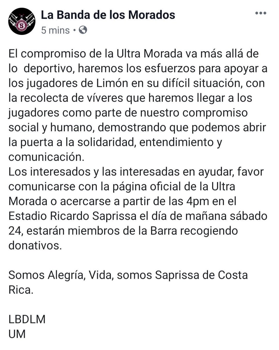 moradosviajeros's tweet photo. En estos momentos es cuando la gran afición morada colabora, esto también es parte del fútbol que tanto amamos y como siempre debemos colaborar con los que lo necesitan. ¡Vamos morados! Mañana en #LaCueva a entregar donativos. 💜

@MoradaUltra https://t.co/k8KuSppsJW