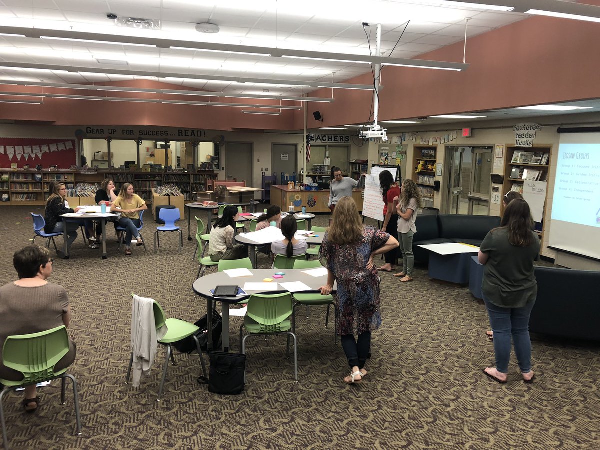 mrsmcbride6's tweet photo. Our new elementary staff learning from our Literacy coaches. A boot camp of all the PD we had last year from the amazing Bonnie Houck. @ISD200 @bonnie_houck  #ProfessionalDevelopment #literacy https://t.co/v4YgpccqVd
