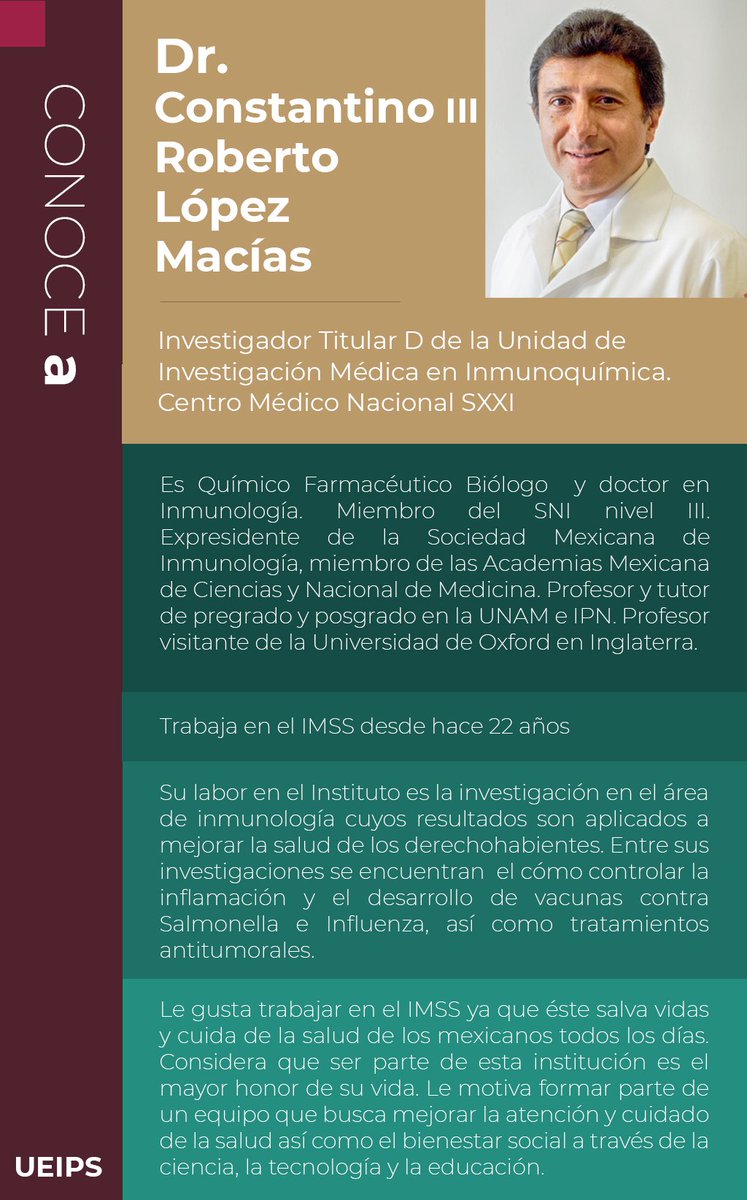 Saber_IMSS's tweet photo. Conoce al personal del #IMSS que nos inspira. #UEIPS https://t.co/ofSjs7iExO