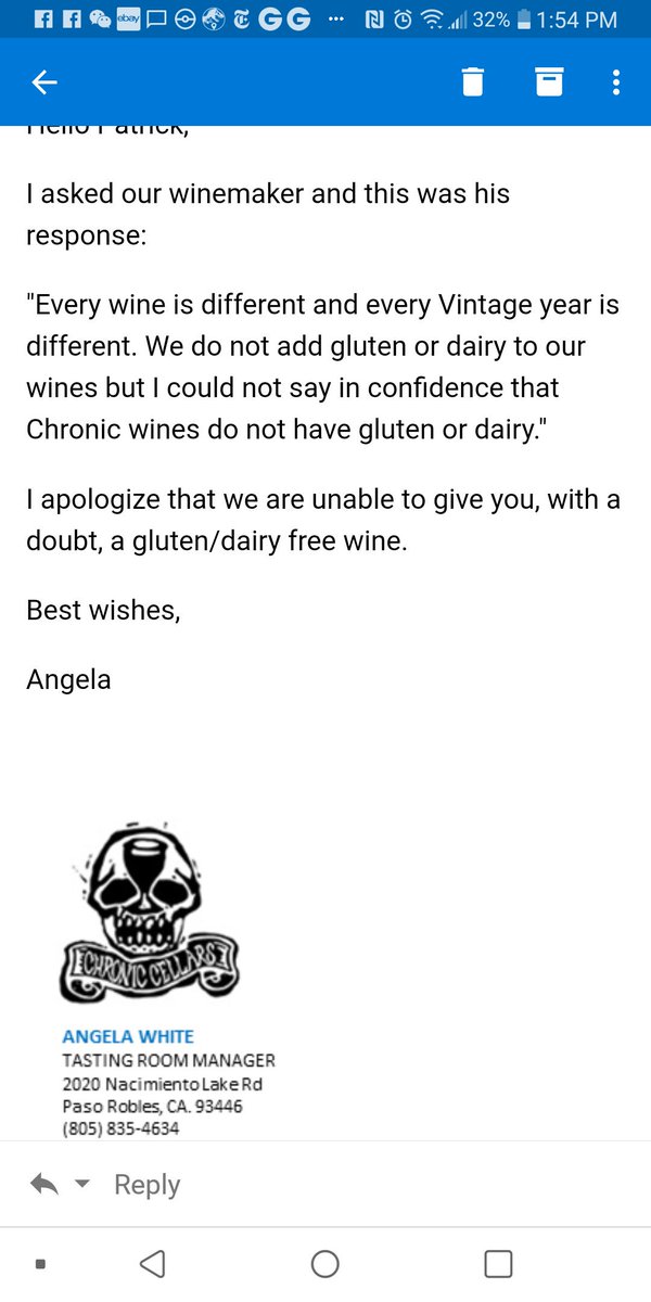WhippedTattoo's tweet photo. @ChronicCellars Really not cool that this was the repsonse to a serious question and someone who just wanted to be sure they can enjoy your wine. How do you not know if you make the wine? I feel totally brushed off. How would it get there if you dont put it in
#glutenfree #DairyFree #celiac #wtf https://t.co/0JBvhpsjec
