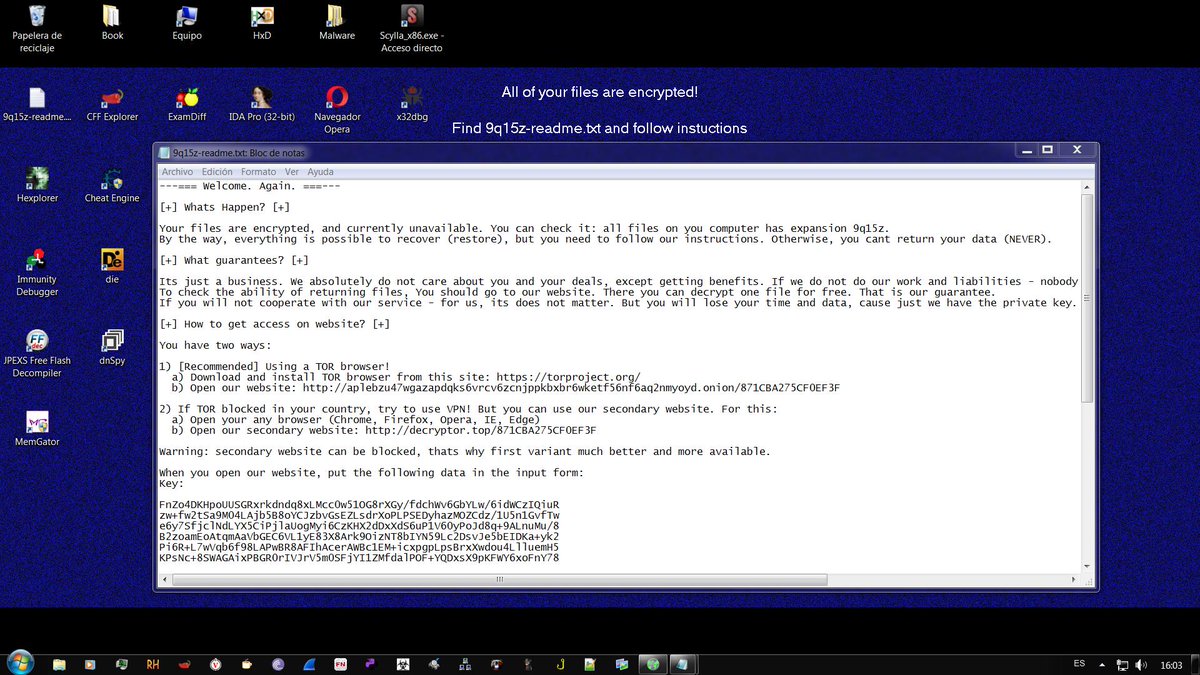 Ransomware Sodinokibi All of your files are encrypted! Your computer has  been infected! Bitcoin address: 3AXsdbxDtWd8BKw2tfZxH1nb3rXLKFFxXY