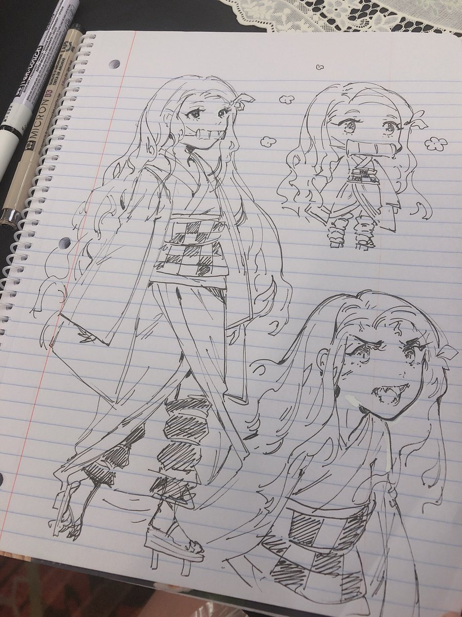 Some Nezuko sketches from memory 

Sorry I messed up some details jdkdkdkls 