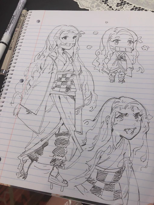 Some Nezuko sketches from memory 

Sorry I messed up some details jdkdkdkls 