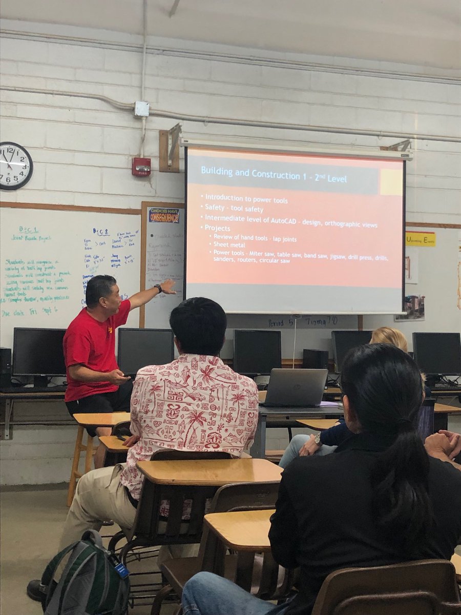 Mahalo to our CTE teachers for sharing their pathways with their colleagues to support our vision: College Ready, Career Ready, World Ready! Part of the learning that’s occurring during our PC Day.#empowerteachers