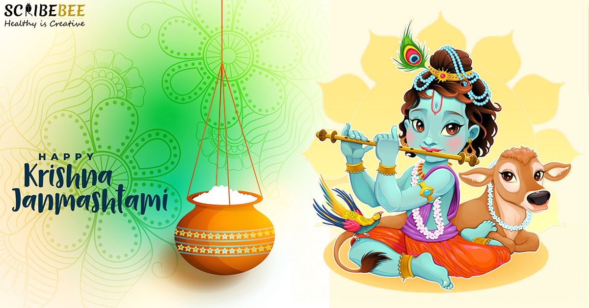 ScribeBee's tweet image. Let there be love, happiness, and laughter in everyone's life with Lord Krishna's blessings. Wishing all a very Happy Janmashtami!  
#Janmashtami #Krishan #radhakrishan #joy #happiness #creativity
