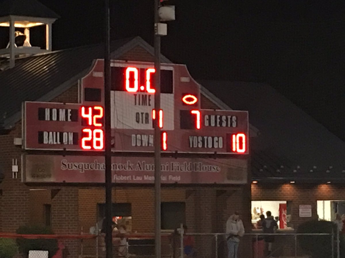 SuskyWarriors's tweet photo. Warrior Football starts the season off with a solid 42-7 win over Hanover!   Great win Gentlemen! @theyaiaa #WarriorProud https://t.co/anqI5KjnpL