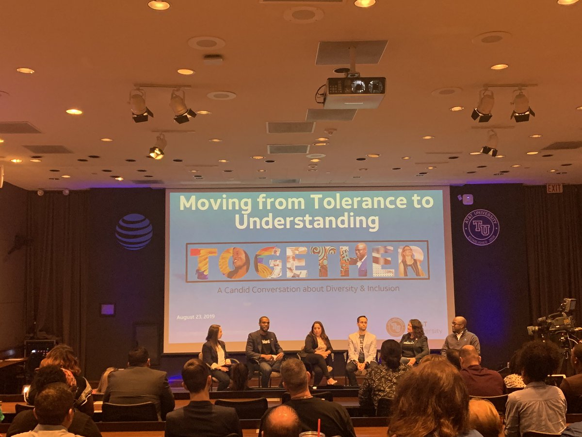 RamirezCrystald's tweet photo. So glad @blake_tavia @Team_SouthA and I were at the TU Campus today. We had an opportunity to attend the  Moving from Tolerance to Understanding discussion! #DiversityandInclusion #LifeAtATT #TheNTXFactor https://t.co/I7hhIvPcdX