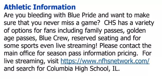 Important  CHS Athletic Information!