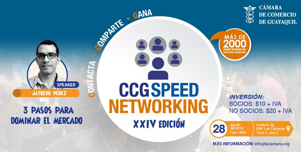 lacamaragye's tweet photo. #Negocios | ¿Buscas ampliar tu red de clientes, proveedores y aliados estratégicos?
Además, aprende los 3 pasos para dominar el mercado 🤝
Contacta, comparte y gana en el #CCGSpeedNetworking XXIV edición.
Registro:
➡️ https://t.co/wdyWGzZdZs
📆 28 de agosto
🕜18h00
#CCG https://t.co/u9iGmxmY6g