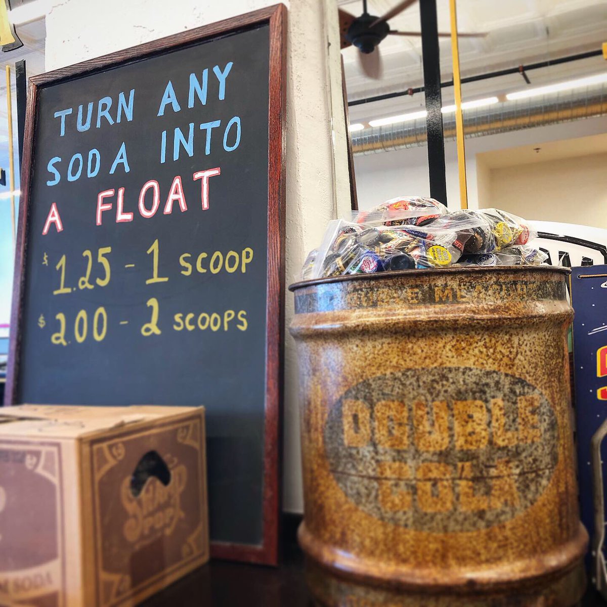 MassStreetSoda's tweet photo. Hundreds of glass bottle craft soda options & tons of candy (retro & new)! This weekend, while supplies last, we are serving .99 cent kegged root beer floats. Just say you’d like “The Move-In Special.” Hope to see you soon!
#treatyourself #moveinspecials #ku #jayhawks https://t.co/L2Jk6HRap9