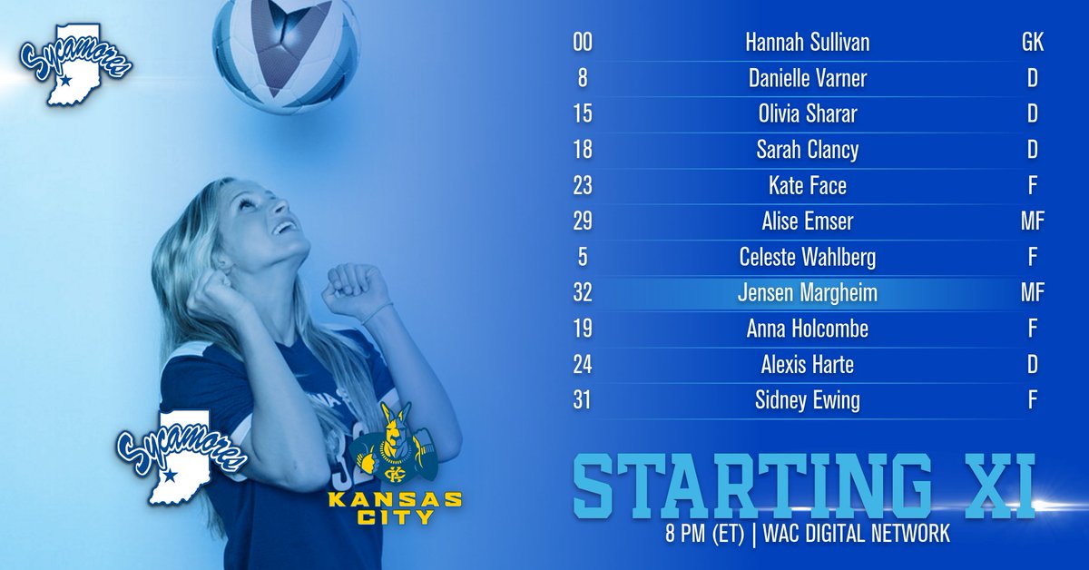 IndStSoccer's tweet photo. Here's a look at tonight's starting lineup for the Sycamores as they travel to Kansas City! Kickoff is set for tonight at 8 pm (ET).

#MarchOn https://t.co/qKlTjEzxmn