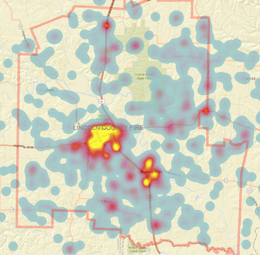 LCFPD1's tweet photo. #FunFactFriday
In 2018, firefighters responded to 1,859 calls for service.
The heat map below shows the locations of our call volume.
π #InsideLCFPD https://t.co/bCeRMskbeV