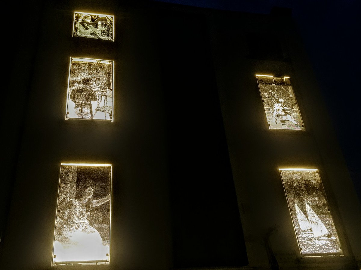ClaireyFaery78's tweet photo. The windows of the Wexford municipal district office at night. #wexford #ireland #bullring #cornmarket #art #windowsatnight https://t.co/hABjBDAfNF