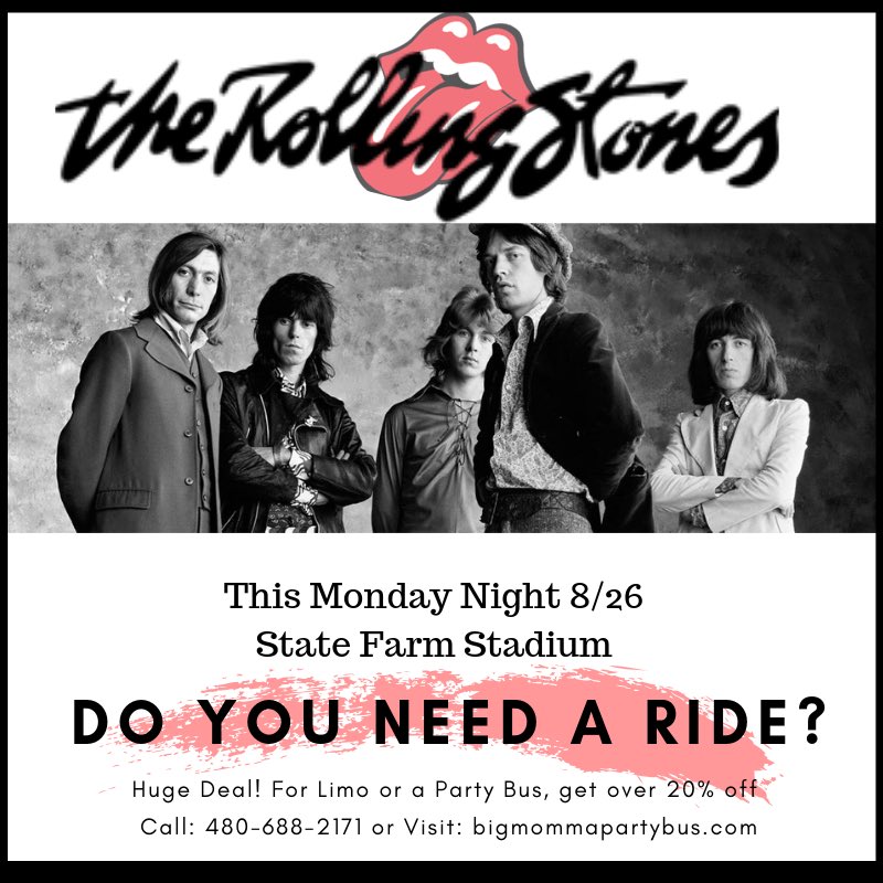 GES__T's tweet photo. Going to The Rolling Stones concert? Discounts on limo and party bus services for Monday night! 
Comment your favorite Rolling Stones song! 
#concerts #rollingstones #startmeup #NoFilterTour2019 https://t.co/TqFMSUjCws