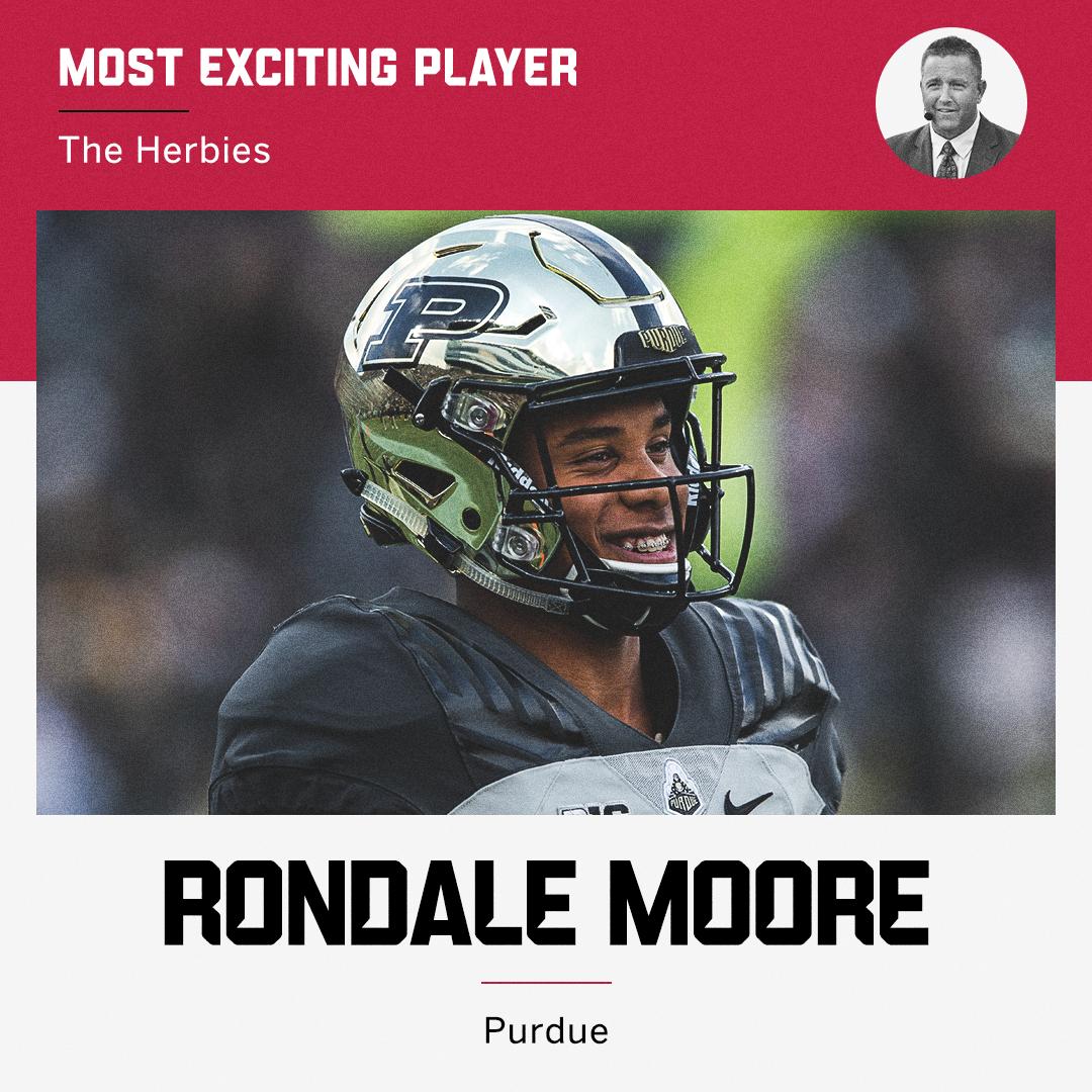 ESPNCFB's tweet image. .@KirkHerbstreit&apos;s pick for the Most Exciting Player is ...

@BoilerFootball WR Rondale Moore 🎉