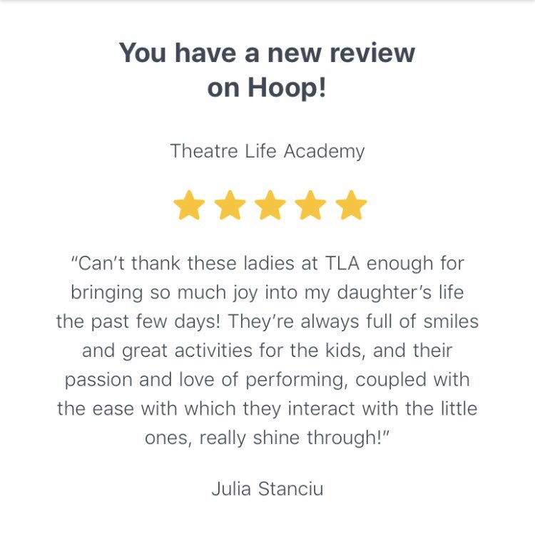 Thank you so much for such a lovely review! To book a FREE TRIAL in September visit theatrelifeacademy.co.uk