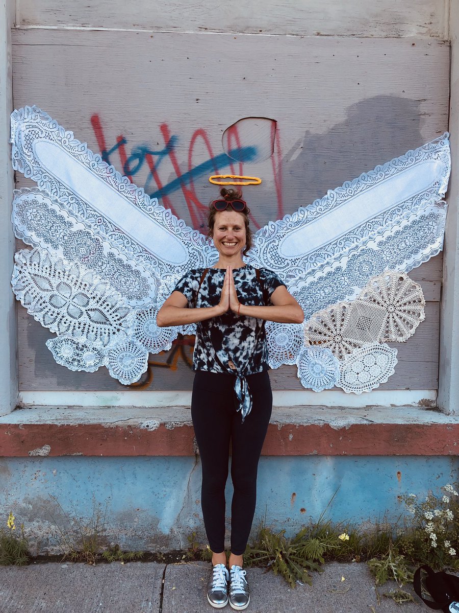 rockvandal's tweet photo. Doily wings in st.johns for @OOEfestival! So fun to be in the city celebrating diy &amp; art!! #yyt #nlarts https://t.co/aK2X1DcedZ