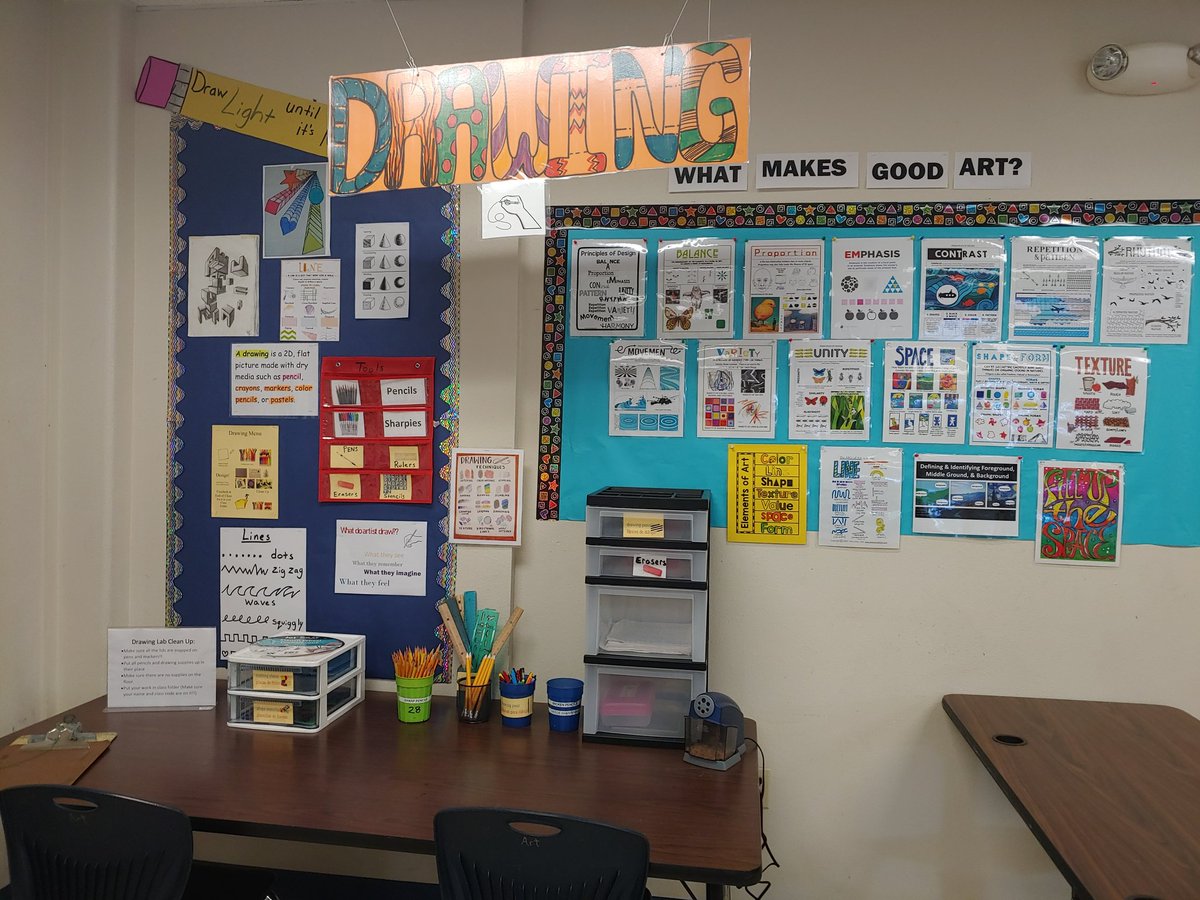OHTArts's tweet photo. I'm so excited to present the OHT TAB art lab! Students will have the ability to choose what they use to create their art work while using higher order thinking! #TABteacher #teachingartisticbehaviors #elementaryartclass @NISD_FineArts @NISDOHT https://t.co/5IQAMRhmBO