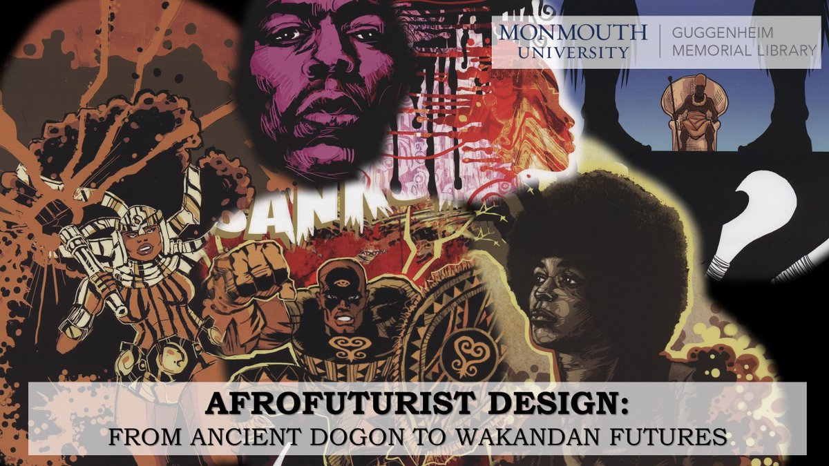 MonmouthLibrary's tweet photo. Learn more about the Black Speculative Arts Movement and then come to the @MonmouthLibrary Guggenheim Library @monmouthu at Monmouth University this fall for the Afrofuturist Design exhibit and events. #CreateKnowledge https://t.co/sL6PFhjt2c @WorldProfessor https://t.co/uiVxsdMV6E