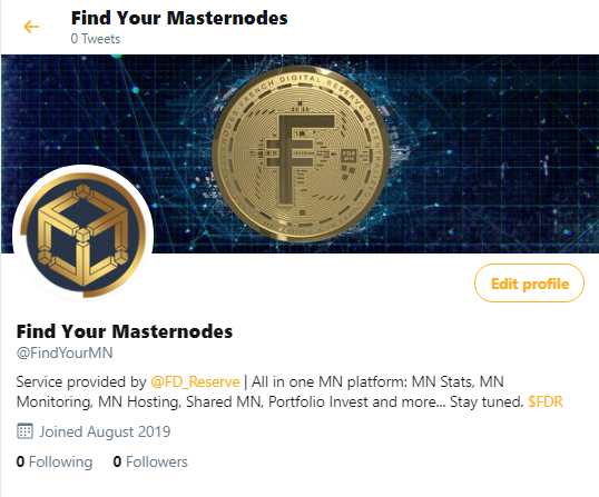 FD_Reserve's tweet photo. Next month, we will launch the beta version of @FindYourMN , we will activate the following services throughout September and October. 

- MN Stastistics
- MN Monitoring
- MN Hosting
- Shared MN
- Portfolio Invest

You can now follow our Twitter account: https://t.co/JSsdrG5oLH https://t.co/6kPs2GqjEd