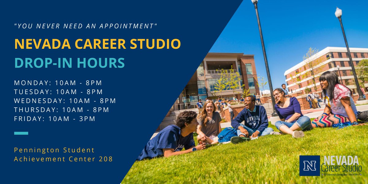 We hope you are ready for the first day of classes this Monday. Our Drop-In Hours also begin this Monday. You never need an appointment to come see us. Stop by when you can. #NVCareerStudio