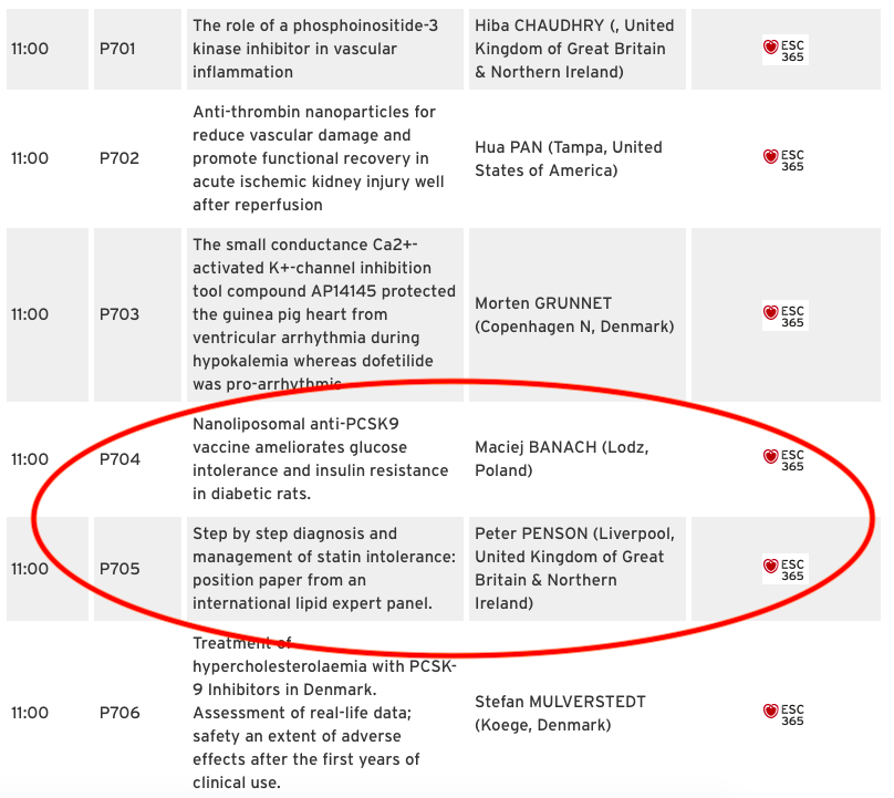 maciejbanach's tweet photo. See data on next 5 #studies to be presented on Sat. 31st Aug 11am-4pm - 2 on #nanoliposomal anti-PCSK9 #vaccine, on the atherosclerotic burden and #PCSK9, on #FH prevalence in #ACS pts. based on #TERCET, and new ILEP practical approach to #statin #intolerance. #ESC2019 #MeetatESC https://t.co/1q7Y8bYMEy