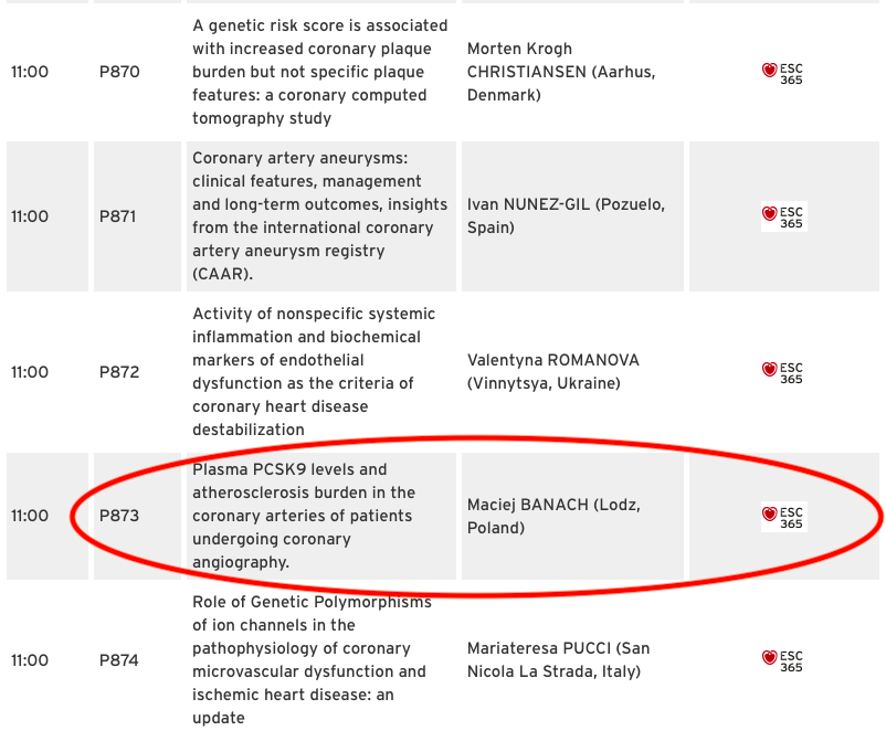 maciejbanach's tweet photo. See data on next 5 #studies to be presented on Sat. 31st Aug 11am-4pm - 2 on #nanoliposomal anti-PCSK9 #vaccine, on the atherosclerotic burden and #PCSK9, on #FH prevalence in #ACS pts. based on #TERCET, and new ILEP practical approach to #statin #intolerance. #ESC2019 #MeetatESC https://t.co/1q7Y8bYMEy