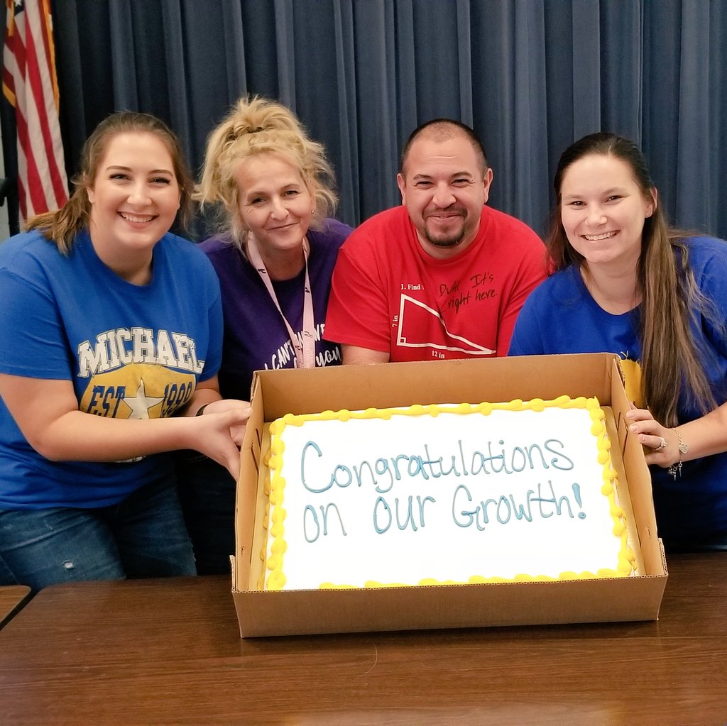 mrs_shoemake's tweet photo. We are so proud of the growth our students made last year! We are moving up friends! 👀 at that progress score! We went up so far 🎊🎊 #MichaelLegends @NISDMichael #5thgrade https://t.co/OfIGJKDCmT