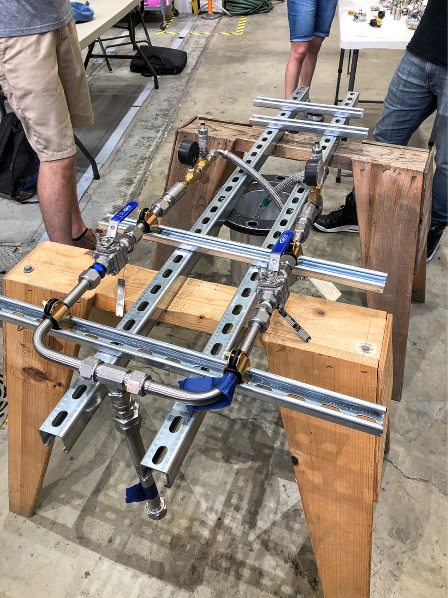 CPPLRL's tweet image. Making progress on our water feed system for the Ablative Cygnus Engine (ACE) Injector Plate Water Flow Test! 🚿🛠️ #CPPLRL #IPWFT #CPPEngineering #aerospace #rocketry #FARMars2020 @cppengineering @NCRFoundation @calpolypomona