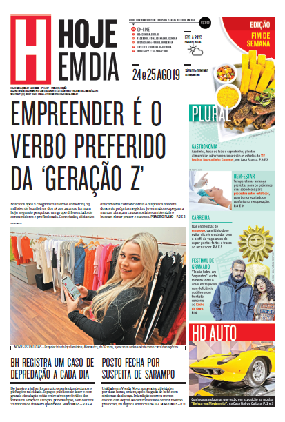 jornalhojeemdia's tweet photo. Bom dia! Esta é a capa do Hoje em Dia especial do fim de semana 24 e 25 de agosto de 2019. Disponível na edição digital para assinantes: https://t.co/7uN6vTwxCd
Acompanhe as principais notícias do dia no https://t.co/N64Gxd5Bvh
#HDdigital #PortalHD https://t.co/zHMQOKFSjc