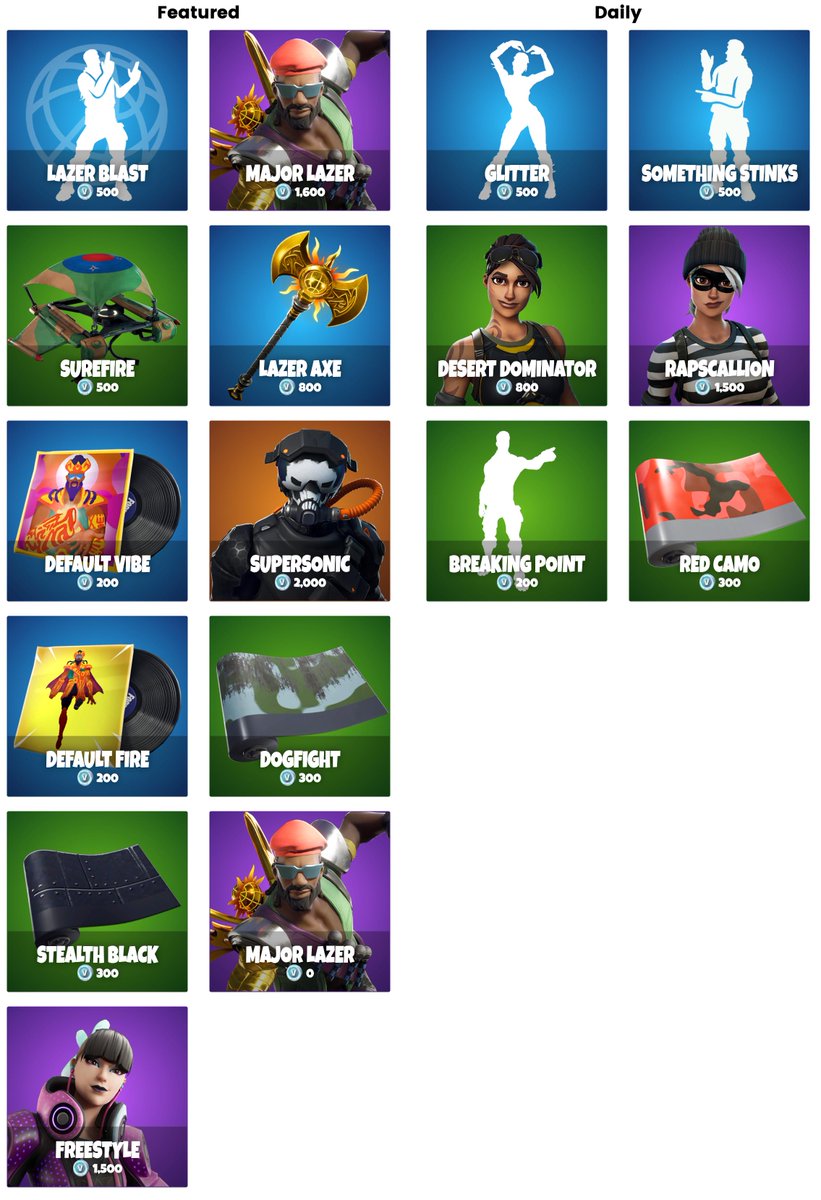 FortniteInc's tweet photo. The Fortnite Item Shop for today has been released!
See it here: https://t.co/sSPsdAMi8C
#Fortnite #fortniteitemshop https://t.co/Iv9J4kijeV