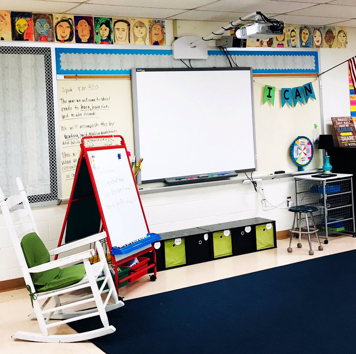 NicholeWarnock's tweet photo. Building our #classroomcommunity with some self portraits. Makes our room so bright and cheerful! https://t.co/DLSpallYuA