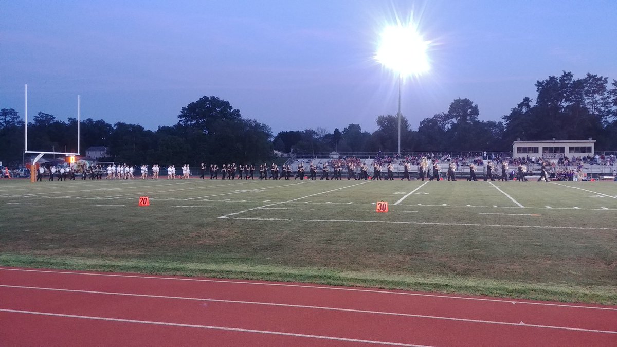 marchingNHS's tweet photo. Taking the field at East Pennsboro for our first show on the road. #theFLIPside #TeamNorthern https://t.co/oessMMPAoJ