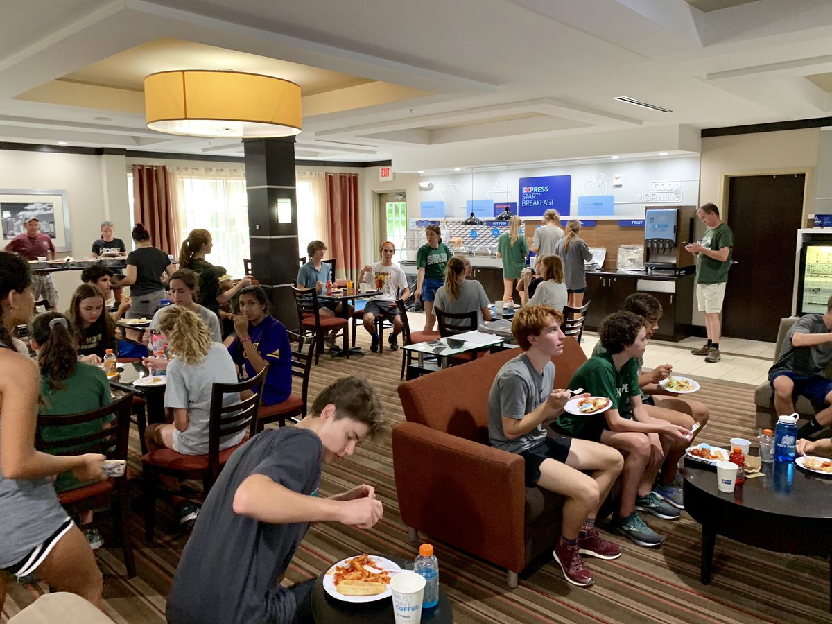 GreenHopeXC's tweet photo. Carb-loading fun!  Providence Invitational in the am... #ghxc https://t.co/AVdY2axYMo