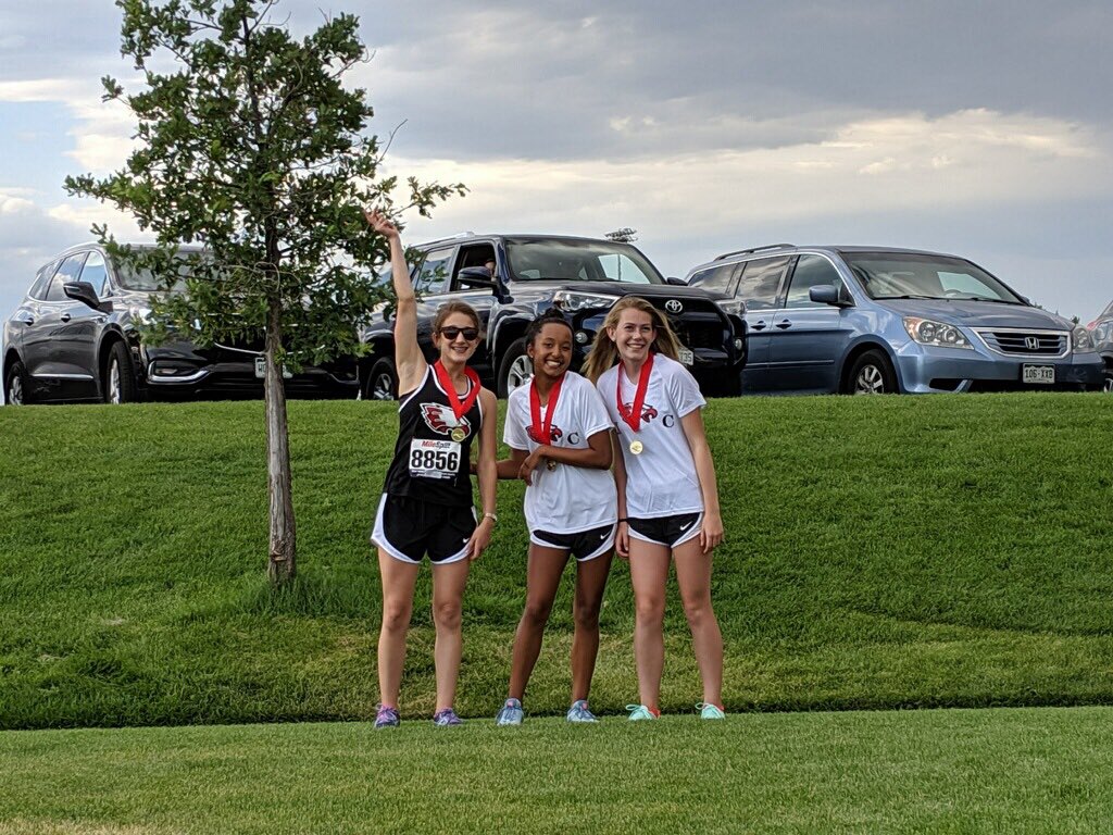 Evanna Pullar, Delaney Dunlop, &amp; Anessa Beecher with 2nd team All-City XC. Evanna knows how bright the future is- wearing the shades 😎