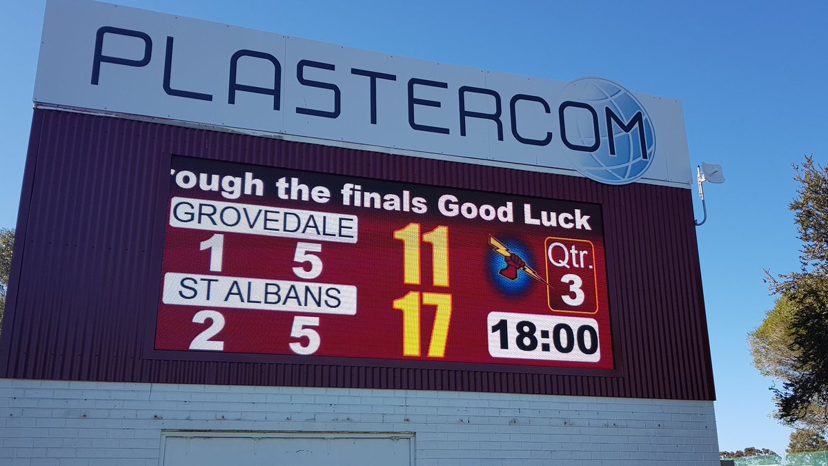 HT <a href="/AFLBarwon/">AFL Barwon</a> U17 Div 31st Semi Final 
<a href="/GrovedaleTigers/">Grovedale Tigers</a> 1.5-11 v <a href="/AlbansFc/">St Albans fc</a> 2.5-17
#TigersSaints