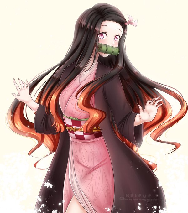 Keipup 👾 ケイパプさんがTwitterに投稿した竈門禰豆子(鬼滅の刃)のイラスト。