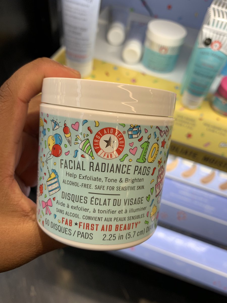  @FirstAidBeauty Facial Radiance Pads. $32. A blend of chemical exfoliants lactic and glycolic acids, plus licorice root extract. The perfect formula for texture and hyperpigmentation. Safe for all skin types, including sensitive.