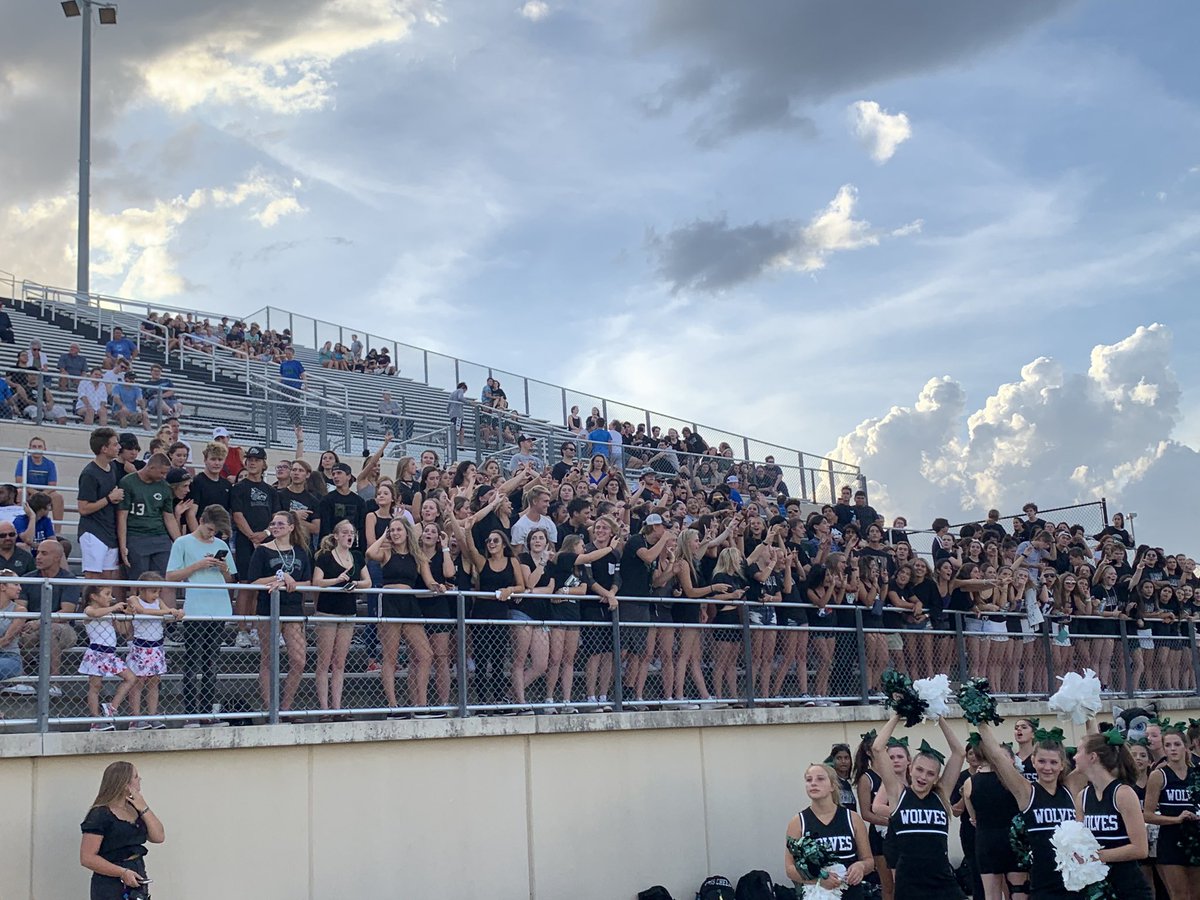 Jake_M_Garcia's tweet photo. Maybe one day I’ll stop gassing up high school football in Texas.

Today is not that day.

This is the Cedar Park student section from tonight. It was a scrimmage. https://t.co/4x8rvGZrY4