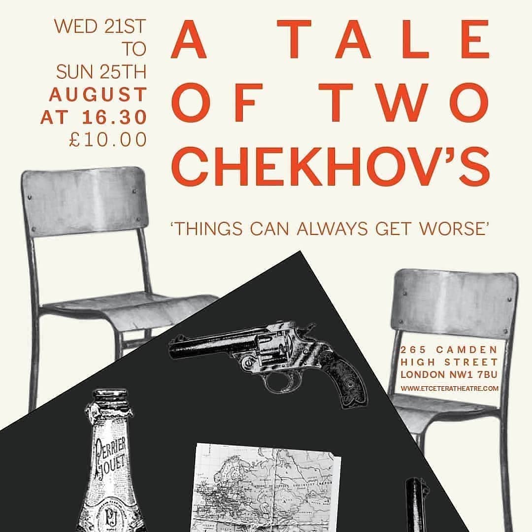 ICYMI Here's my review of A Tale of Two Chekhov's - a ★★★★ dose of literary ... …ewchap.blogspot.com.thereviewchap.com/2019/08/the-ta…
* APOLOGIES FOR INCORRECT TITLE PREVIOUSLY *
<a href="/EtceteraTheatre/">Etcetera Theatre</a> 2 more performances Saturday &amp; Sunday at 4.30 part of <a href="/CamdenFringe/">Camden Fringe</a> Produced by <a href="/BrokenWordPro/">Broken Word Productions 🎬</a> <a href="/sethcompany/">SE Theatre Company</a>