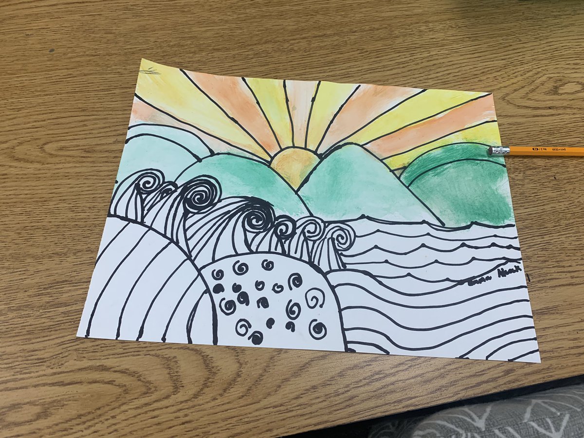 maestrapoull's tweet photo. Started our line landscapes today. Love the way they’re turning out! @JuarezScholars https://t.co/NR2BV4fLQZ